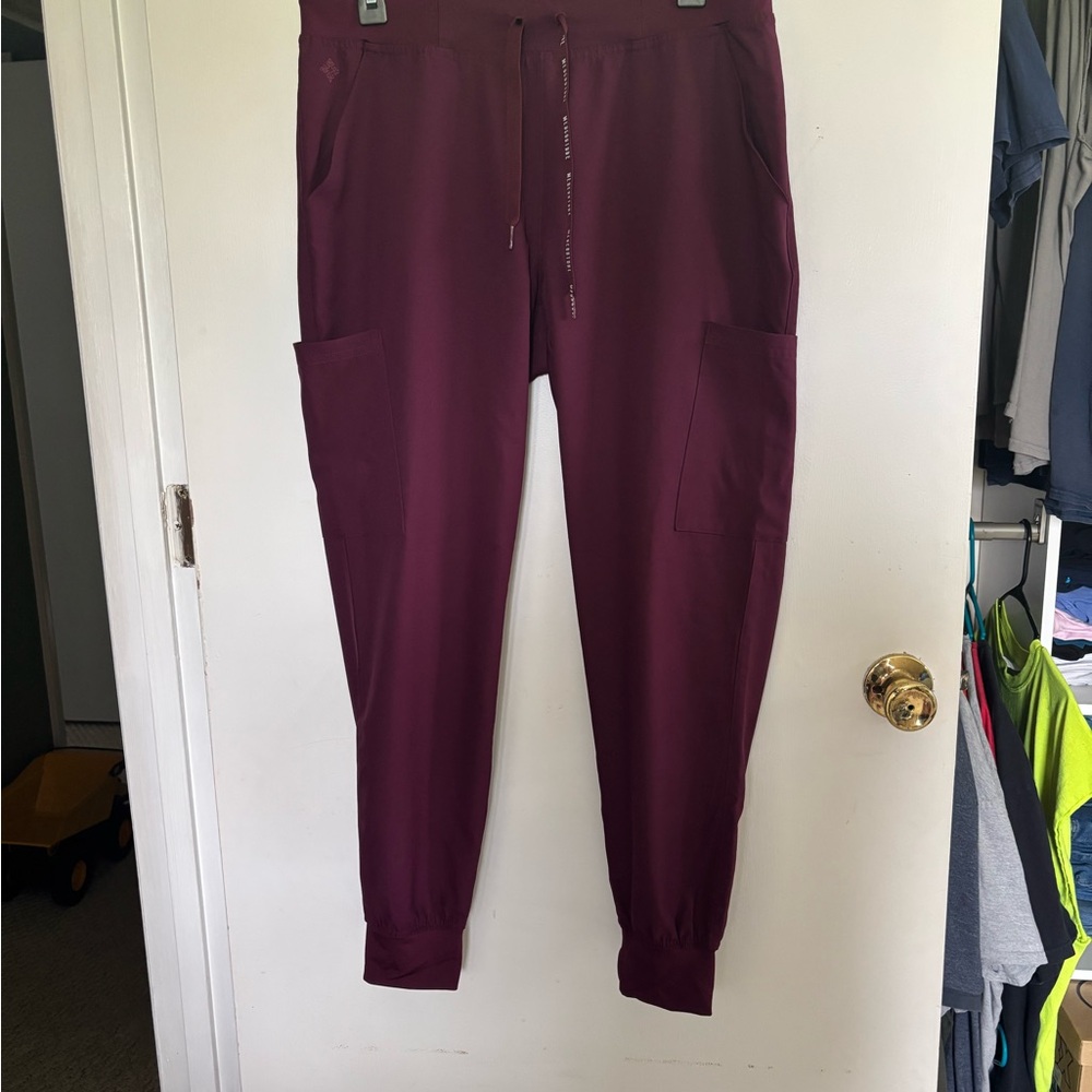 Med Couture Burgundy Jogger Scrub Pants